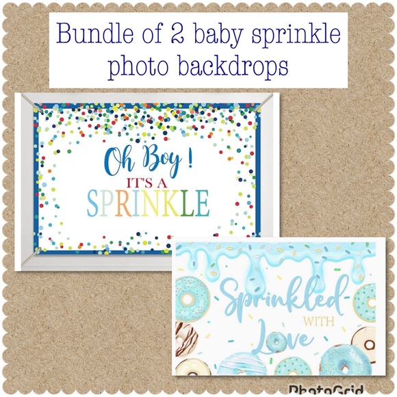 Bundle of 2 baby sprinkle/ baby shower photo backdrops - Picture 1 of 4
